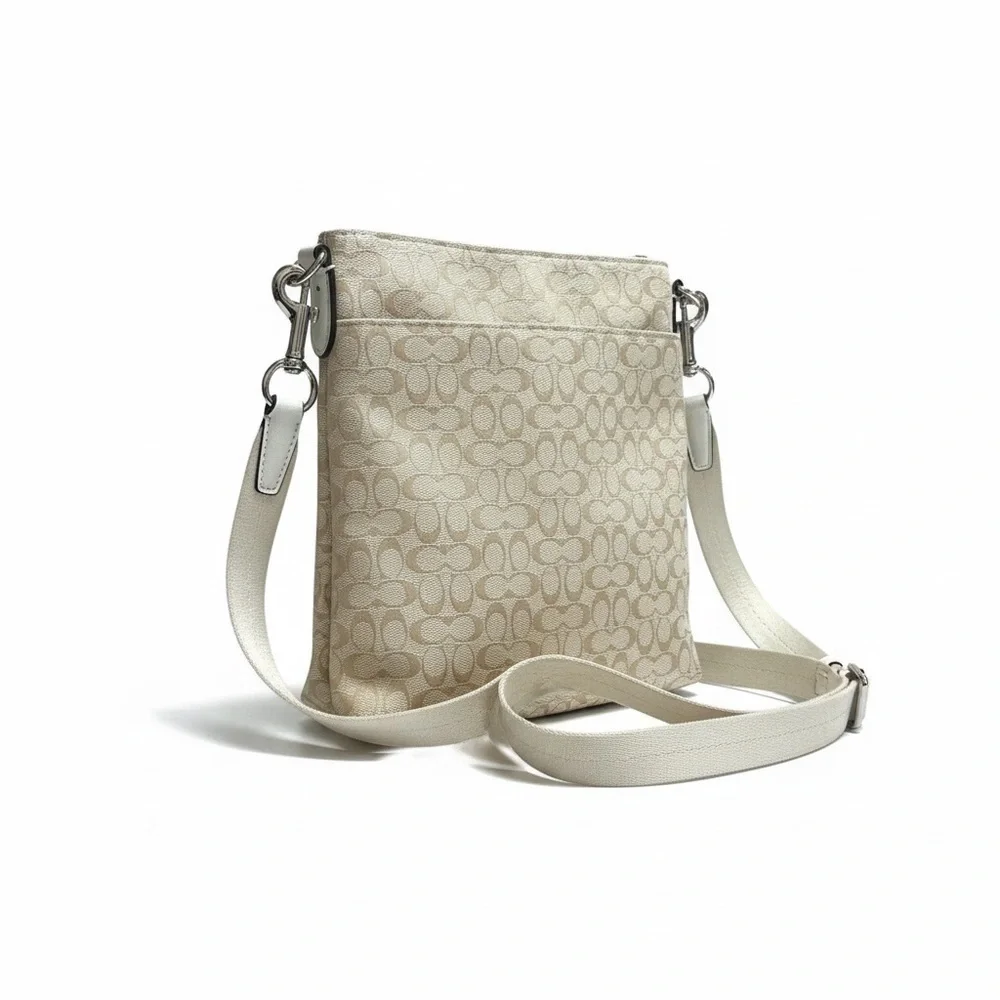 Coach Cream Signature Crossbody Snake Embossed Leather Bag